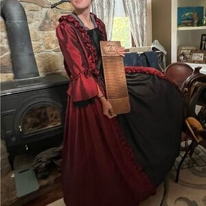 Red and Black Victorian-Style Dress